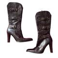 Anthropologie Shoes | Charles David Croc Leather Heeled Cowboy Boots | Color: Brown | Size: 6