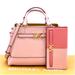 Michael Kors Bags | Michael Kors Reed Leather Satchel Shoulder Handbag And Wallet Set | Color: Gold/Pink | Size: Os