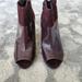 Nine West Shoes | Nine West Getonito Dk Brown Leather Peep Toe Booties - 4" Heels - Size 10m | Color: Brown | Size: 10