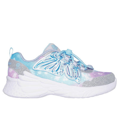 Skechers Girl's Dream Racer - Wing Brites Sneaker | Size 3.0 | Silver/Lavender | Synthetic/Textile