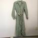 Zara Dresses | Nwot Linen Long Sleeve Belted Button Midi/Maxi Dress Green Women's Size Small | Color: Green/Tan | Size: S