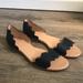 J. Crew Shoes | Nwot J.Crew Scalloped Leather Peep Toe Flats. Size 12. Springtime Preppy | Color: Black | Size: 12