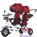 WINON Stroller Pushchair Baby Carriage Children's Double Tricycle Twin Baby Bicycle Light Trolley Big Stroller Extended Awning Storage Basket (Color : G)