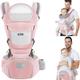 Baby Carrier, Baby Carrier with Hip Seat, 6-in-1 Multifunction Baby Carrier, Ergonomic 360, Adjustable, Easy and Simple Carry Seat, For Babies and Children 0-36 Months (Pink)