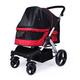 Pet Stroller Dog cart Foldable for Small Medium Large Dogs and Cats 4 Wheels, Travel Carriers Transporter Jogger pet Buggy, with Large Storage Basket, (Gray red Black) (Color : Red)