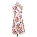 Ann Taylor Casual Dress - Mini High Neck Sleeveless: White Floral Dresses - Women's Size 00 Petite