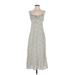 Things Between Casual Dress - Midi Scoop Neck Sleeveless: Gray Floral Dresses - Women's Size Small