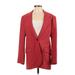 Zara Blazer Jacket: Mid-Length Red Print Jackets & Outerwear - Women's Size Small