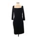 Ann Taylor Casual Dress - Party Square 3/4 sleeves: Black Solid Dresses - Women's Size 8