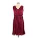 Simply Vera Vera Wang Casual Dress - Midi: Burgundy Solid Dresses - Women's Size X-Small