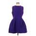 Zara Cocktail Dress - Mini High Neck Sleeveless: Purple Print Dresses - Women's Size Large