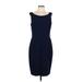 David Meister Casual Dress - Sheath Boatneck Sleeveless: Blue Print Dresses - Women's Size 12