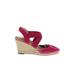 Me Too Wedges: Burgundy Solid Shoes - Women's Size 7 1/2 - Almond Toe