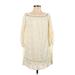 ASTR The Label Casual Dress - Shift Boatneck 3/4 sleeves: Ivory Print Dresses - New - Women's Size X-Small