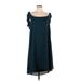 Ann Taylor LOFT Casual Dress - High/Low: Teal Solid Dresses - Women's Size Large
