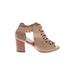Heels: Tan Solid Shoes - Women's Size 38 - Open Toe