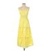 American Eagle Outfitters Casual Dress - A-Line Square Sleeveless: Yellow Print Dresses - Women's Size Small