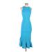 Milly Cocktail Dress - Midi Crew Neck Sleeveless: Blue Solid Dresses - New - Women's Size Small
