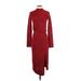 Trafaluc by Zara Casual Dress - Midi High Neck 3/4 sleeves: Burgundy Dresses - New - Women's Size Small