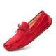 Mens Loafers Round Toe Suede Vamp Boatshoes Moccasins Shoes Flexible Comfortable Slip Resistant Walking Slip-ons (Color : Red, Size : 8 UK)