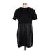 Zara Casual Dress - Mini High Neck Short sleeves: Black Print Dresses - Women's Size Large