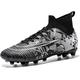 BINQER Men's Football Boot Grass Wearable Professional Training Outdoor Sports Football Boots Spikes (Color : 2023-blac-k White, Size : 3.5 UK)