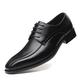 New Oxford Shoes for Men Lace Up Bike Toe Derby Shoes Burnished Toe PU Leather Slip Resistant Block Heel Anti-Slip Business (Color : Black, Size : 7 UK)