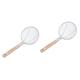TOPBATHY 2pcs Stainless Steel Skimmer Stainless Strainer Juice Egg Tea Coffee Flour Filter Metal Strainer Slotted Skimmer Food Mesh Strainer Ladle Home Strainer Wooden Handle Spider Bamboo