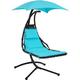 Yaheetech Hanging Lounger with Stand Hammock Chair with Stand Outdoor Patio Swing, Swinging Chair, Parasol UV Protection, Ergonomic Shape, Hanging Armchair for Balcony Garden Patio