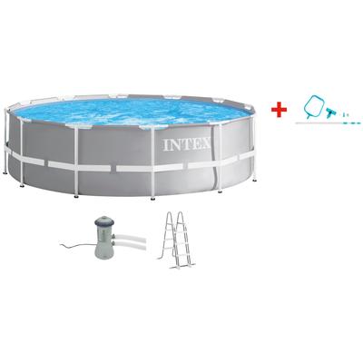Rundpool INTEX "»PRISM FRAME PREMIUM POOL«", grau, B:366cm H:99cm, Schwimmbecken, inkl. hochwertigem Intex Pool-Reinigungsset Image
