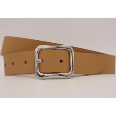 Ledergürtel ANNAMATONI, Damen, Gr. 110, braun (mud), Rindsleder, unifarben, casual, Gürtel, mit silberner Schließe Image