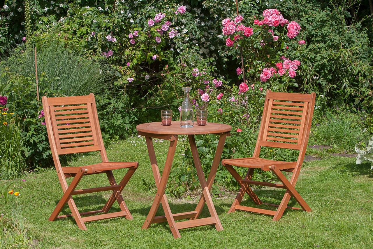 Garten-Essgruppe MERXX "»Cordoba«", beige (natur, natur, natur), Massivholz, Sitzmöbel-Sets, Tisch klappbar: Øx H: 65x75 cm Image