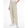 Cargohose TOMMY JEANS "TJW HARPER HR CARGO PANT" Gr. 34, Länge 28, beige (newsprint) Damen Hosen High-Waist-Hosen