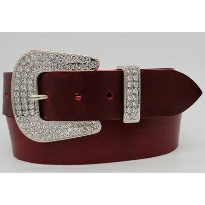 Ledergürtel ANNAMATONI, Damen, Gr. 110, rot (bordo), Rindsleder, unifarben, casual, Gürtel, mit silberner Schließe Image