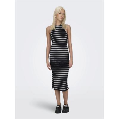 Jerseykleid ONLY, Damen, Gr. L (40), N-Gr, schwarz (schwarz stripes:thin weiß stripes), Jersey, Obermaterial: 97% Baumwolle, 3% Elasthan, gestreift, modisch, normal, Rundhals, Kleider Image