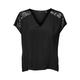 V-Shirt VERO MODA "VMRUSK LACE V-NECK SS TOP WVN GA" Gr. XS (34), schwarz (black) Damen Shirts V-Shirts