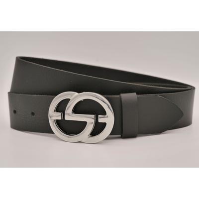 Ledergürtel ANNAMATONI, Damen, Gr. 115, schwarz, Rindsleder, unifarben, casual, Gürtel, mit silberner Schließe Image
