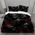 MLUNKQAIL Red Double Bedding Set Skeleton Double Duvet Cover Set Microfibre Duvet Cover Double Luxury Double Bedding 3D Printed Quilt Cover with 2 Pillow Cases 50x75cm