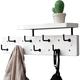 LoJax Coat Hanger Wall Mount with Shelves, Wall Coat Rack with Storage Shelf, Wood Wall Coat Rack with Metal Hooks, Perforated Board Design