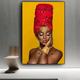 YAJNILUCK Black and Gold Lips African Art Woman Oil Painting on Canvas Cuadros Posters and Prints Wall Picture for Living Room 20x30cm(8x12in) Inner Frame