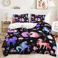 King Size Duvet Cover Sets Unicorn Purple Black Duvet Cover King Size Microfiber Duvet Cover Sets with Hidden Zipper Closure King Size Bedding Washable King Size Duvet Cover+2 Pillow Cases (50x75cm)