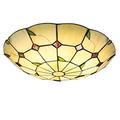 YOtat Tiffany Ceiling Light Chandeliers, Dimmable Stained Glass LED Ceiling Lamp Flush Mount, E26 Bulb, Vintage Leaves Pendant Hanging Light for Bedroom Living Room Hallway Bathroom,30cm