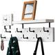 LoJax Coat Hanger Wall Mount with Shelves, Wall Coat Rack with Storage Shelf, Wood Wall Coat Rack with Metal Hooks, Perforated Board Design