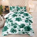 King Size Duvet Green Flowers Anti Dust Mite Duvet - Anti Allergen Coverless Duvet - All Year Round Soft Microfiber Quilt Double Machine Washable Duvets,2 Pillowcase