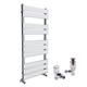 Warmehaus Minimalist Bathroom Flat Panel Heated Towel Rail Radiator Rad Chrome 1000 x 450mm - Modern Central Heating Space Saving Radiators - with Angled Thermostatic Radiator Valve Pack