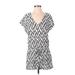 J.Crew Casual Dress - Mini V-Neck Short sleeves: Gray Print Dresses - Women's Size X-Small