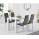 Seattle 120cm White High Gloss Table with 4 Grey Angelo Velvet Chairs