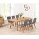 Ruben 150cm Retro Oak Extending Dining Table and 10 Grey Chairs