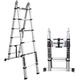 POECE Aluminum Telescoping Ladder, Multi-Purpose A-Frame Ladder Herringbone Bamboo Ladder Folding Extension Ladder Stepladder (Color : Silver, Size : 2.5+2.5m) surprise gift