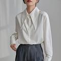 Shirts For Women,Women'S Satin Silk Shirt Vintage White Turn Down Collar Chic Blouse Cardigan Jacket Elegant Charm Office Business Blouse Long Sleeve Button Down Blouses Casual Tunic Tops Streetwear